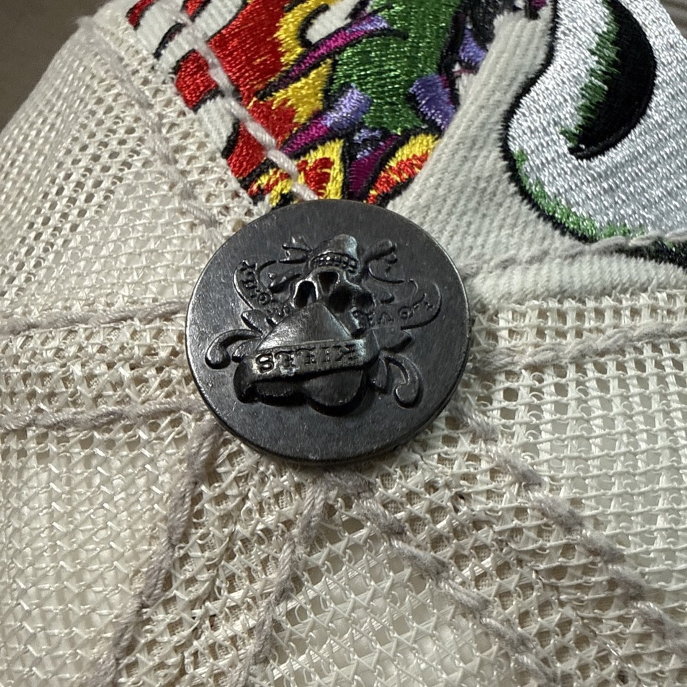 Don Ed Hardy Christian Audigier Embroidered Skulls Sombrero Snapback Trucker Hat - Picture 9 of 12